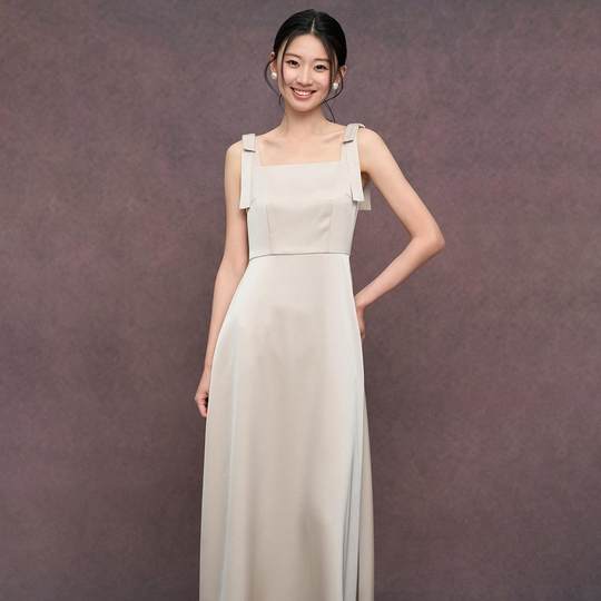 TANSSHOP champagne color bridesmaid dress new style multi-style niche satin long style can be worn in daily life high-end light dress