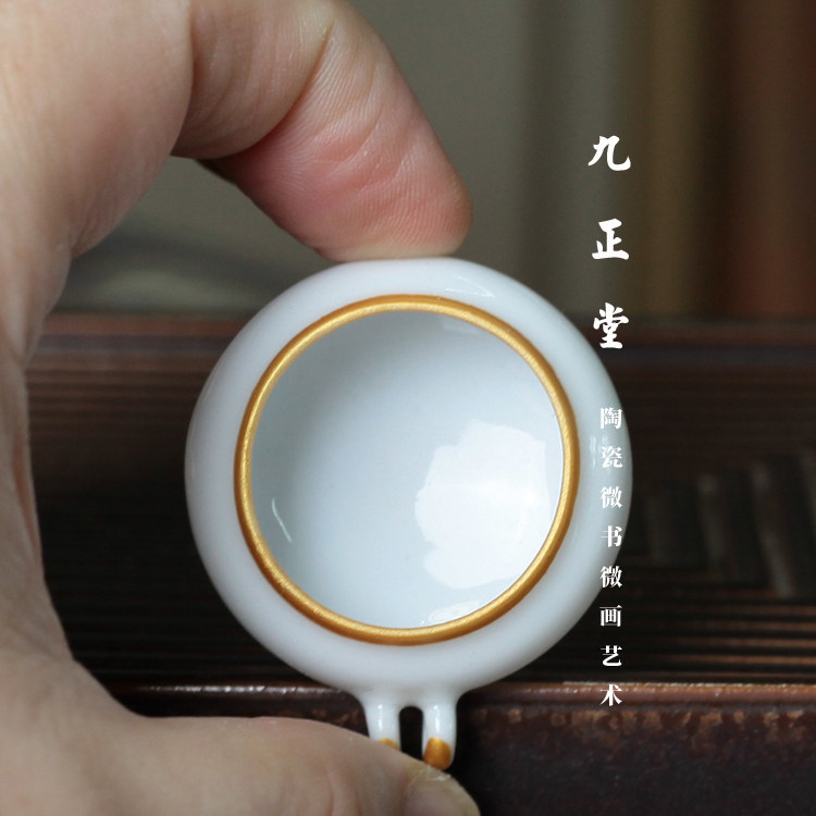 九正堂手绘鸟食罐 描金口玉泥瓷 绣眼小号饲料杯 一只 景德镇瓷厂,淘宝优惠券,粉丝福利购,淘宝优惠卷