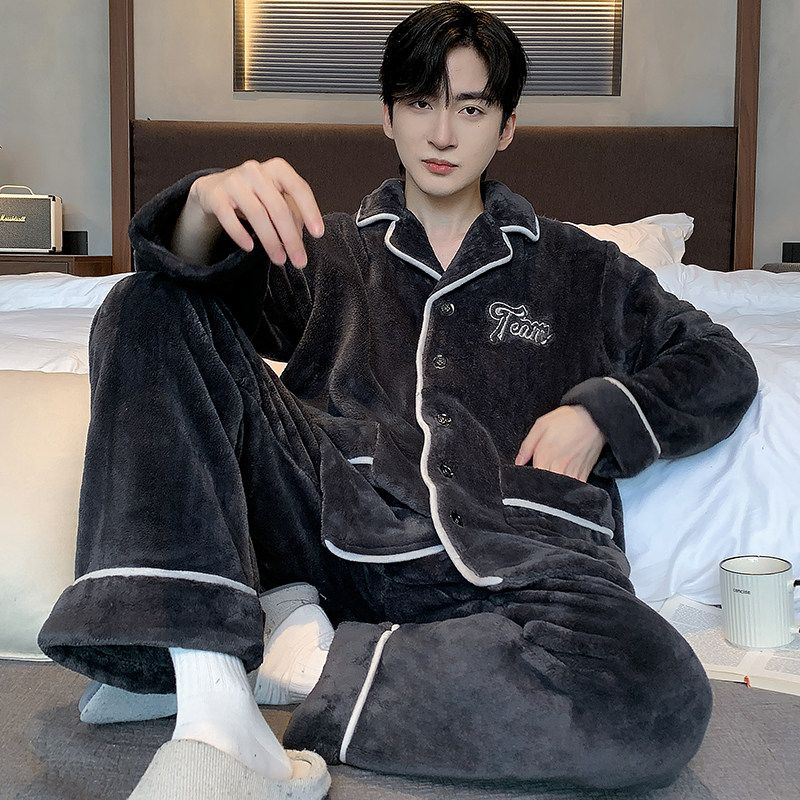 珊瑚绒睡衣男款冬季男士加绒加厚法兰绒爽朗家居服秋冬款2025新款,淘宝优惠券,粉丝福利购,淘宝优惠卷