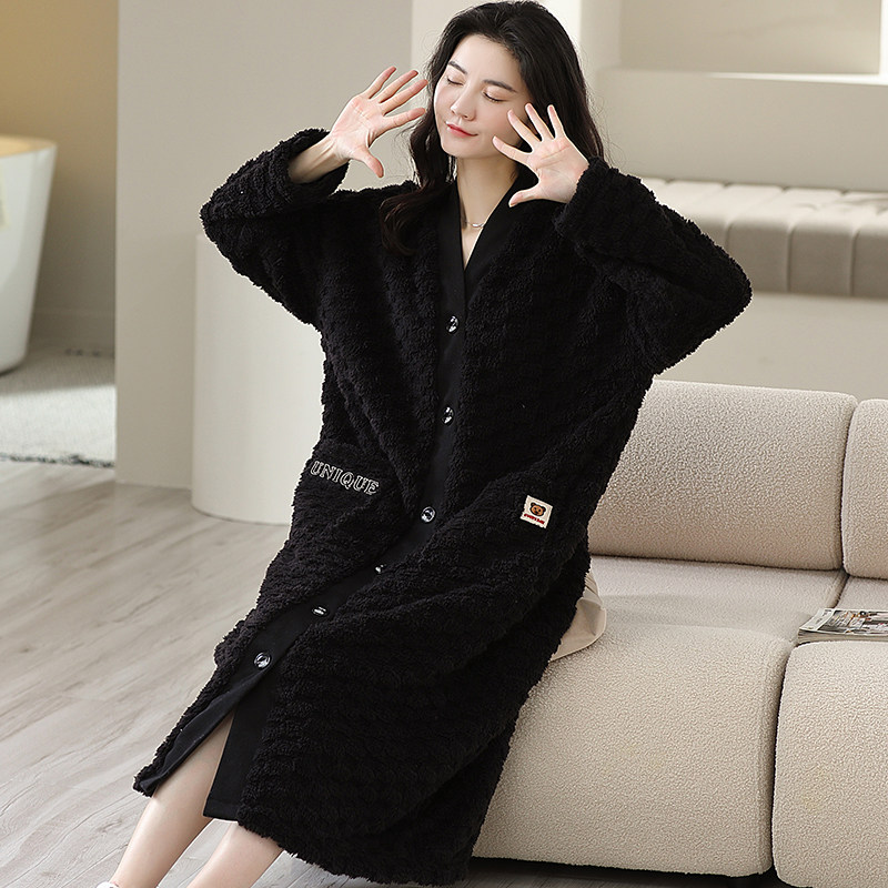 睡衣女士秋冬季可爱睡袍2025年新款家居服珊瑚绒加绒加厚浴袍长款,淘宝优惠券,粉丝福利购,淘宝优惠卷