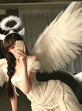 甜美可爱超仙天使羽毛发箍女万圣节派对cosplay拍照道具头箍头饰