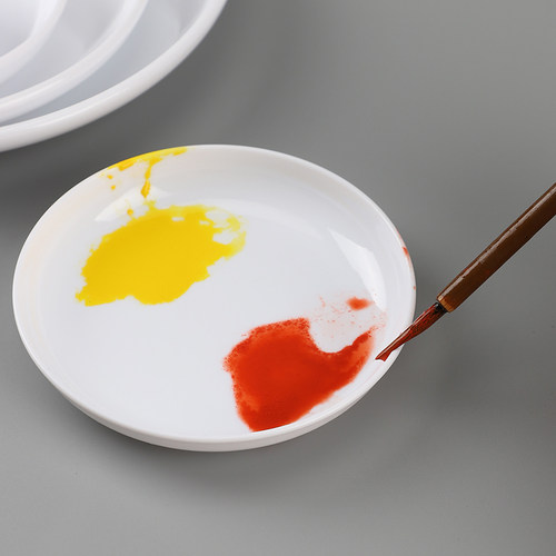 仿瓷圆形墨碟水碟国画调色盘白色画画盘子水彩颜料碗塑料小碟子 - 图0