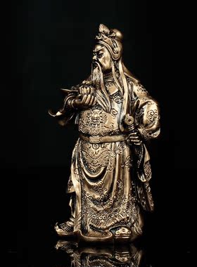 新款车载持福袋关公摆件树脂镇宅客厅供奉持刀武财神关二爷神像