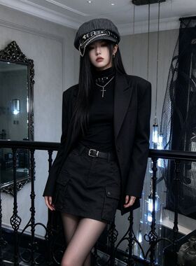 2026新款y2k甜酷亚文化贝雷帽金属装饰牛仔灰帽子画家帽八角帽