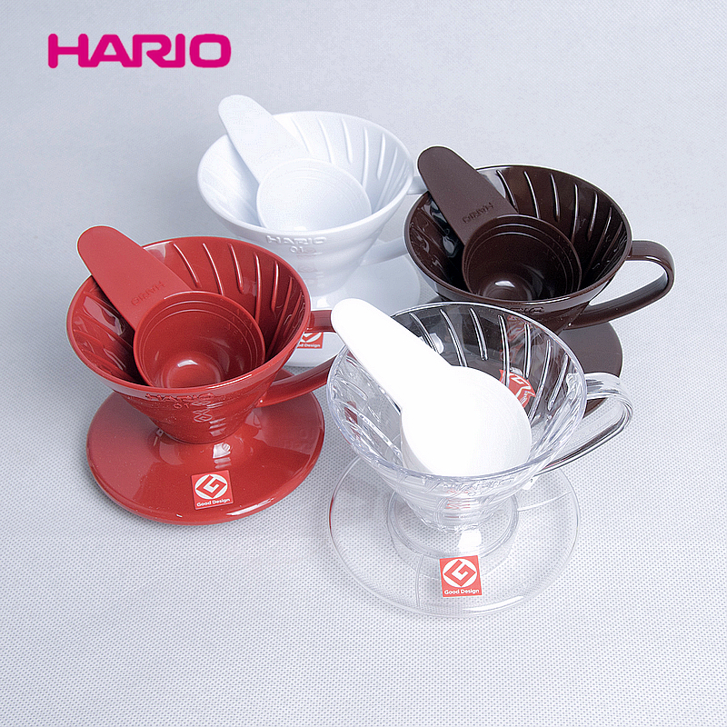 日本Hario V60透明树脂滴滤杯 手冲咖啡滤杯 VD-01T VD-02T 四色