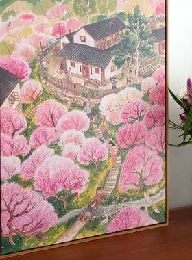 一二山春分皇小小原创L框装饰画新中式客厅书房沙发背景墙挂画