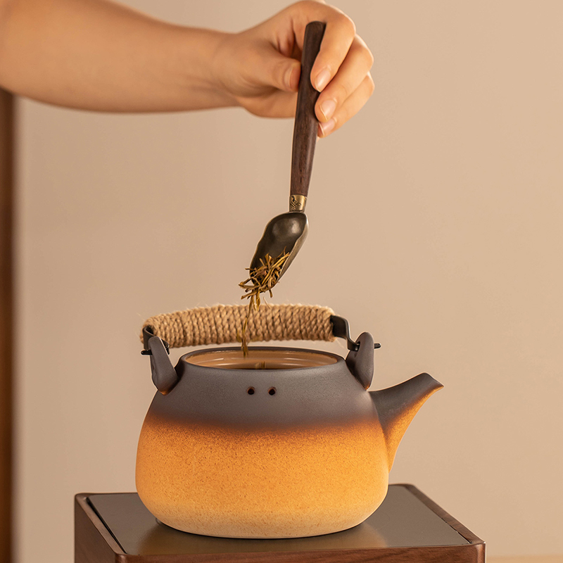 粗陶罐罐茶煮茶器户外家用功夫提梁茶壶陶瓷炭火围炉煮茶炉子单个 - 图1