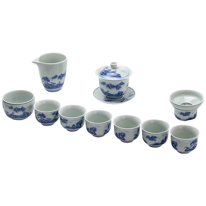 中式复古锦绣山河茶具套装家用现代功夫茶具整套茶壶茶杯礼盒装