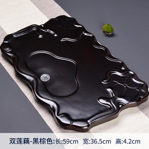 茶盘实木家用大号整块平板茶台科技木茶海排水式功夫茶具托盘木头 - 图3