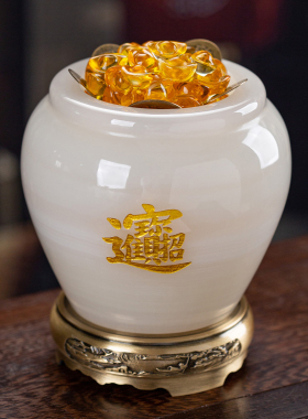 天然玉石聚宝盆小号百福缸