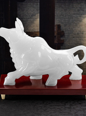 石诚记玉石生肖牛摆件店铺摆件