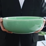 Керамическая большая суп -миска Домашний суп, Longquan Celadon Plain 11 -Inch Light Loop Soup Pot Pure Color Большая миска и бассейн