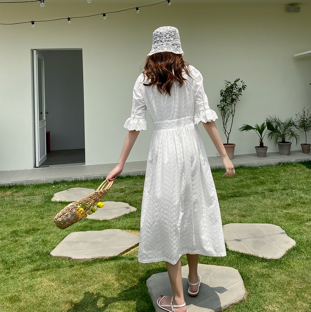 【上新九折】爱蔷薇荷叶袖女生连衣裙 爱蔷薇女装连衣裙