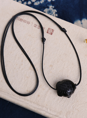 文艺复古黑檀木小鱼简约百搭项链