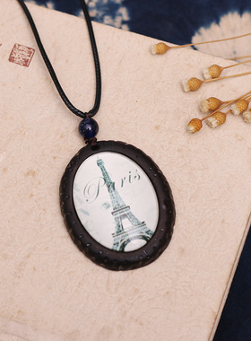 波西米亚女孔雀羽毛项链吊坠