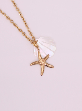 天然贝壳海星项链女复古度假风