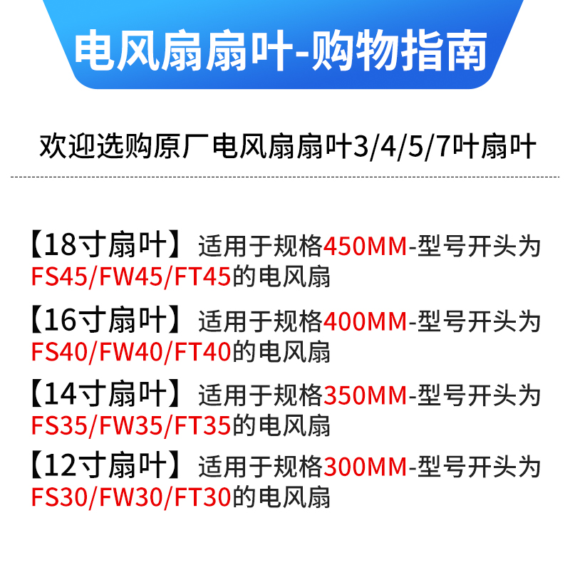 通用电风扇风叶扇叶片12/14/16/18/寸台扇落地扇壁扇叶片叶子配件 - 图0