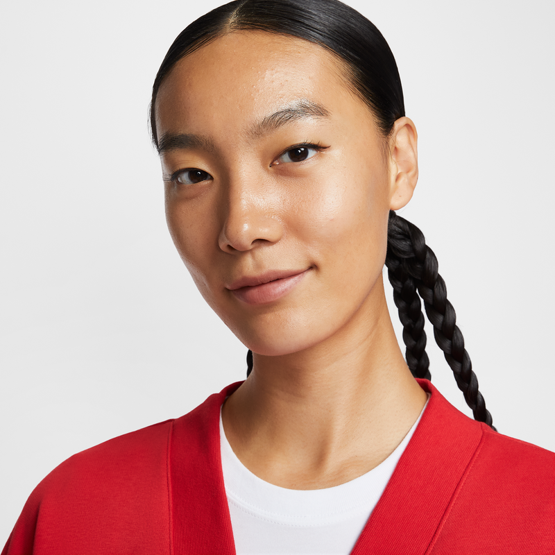 耐克女子宽松薄绒开衫春季新款针织拼接刺绣舒适NIKE CLUB IF5456,淘宝优惠券,粉丝福利购,淘宝优惠卷