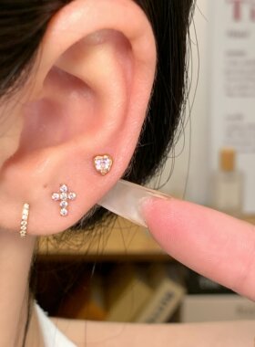 钛合金耳钉养耳洞内螺旋耳骨钉女