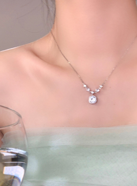 嘟嘟夫妇S925纯银项链超闪方钻