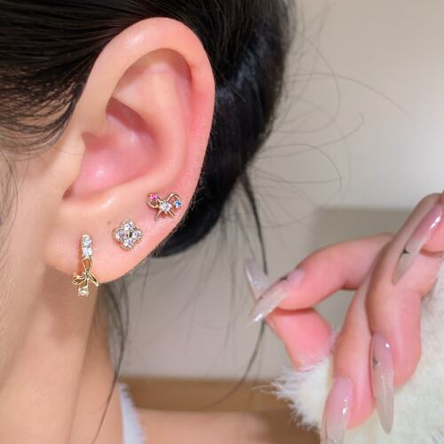 嘟嘟夫妇独特漂亮耳钉医用钛钢耳蜗钉耳骨钉睡觉免摘咖啡金耳扣女 - 图2