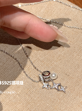 S925纯银星星珍珠项链锁骨链女