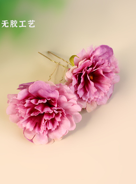 在水一方绢花头花古风无胶发钗