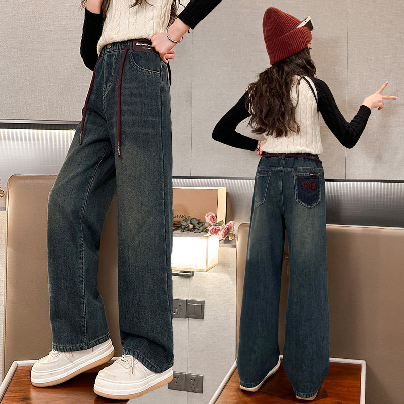 女童加厚羊驼绒阔腿裤冬装儿童洋气加绒休闲裤女大童一体绒直筒裤,淘宝优惠券,粉丝福利购,淘宝优惠卷