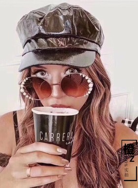 墨镜珍珠女士凹造型太阳镜