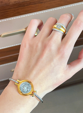 青岛黛美舒饰品法式轻奢复古风高版本拉丝古币人像戒指女小众