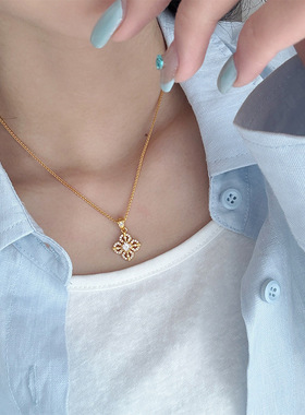 青岛黛美舒饰品小红书爆款复古时尚精致镂空金刚杵项链轻奢小众