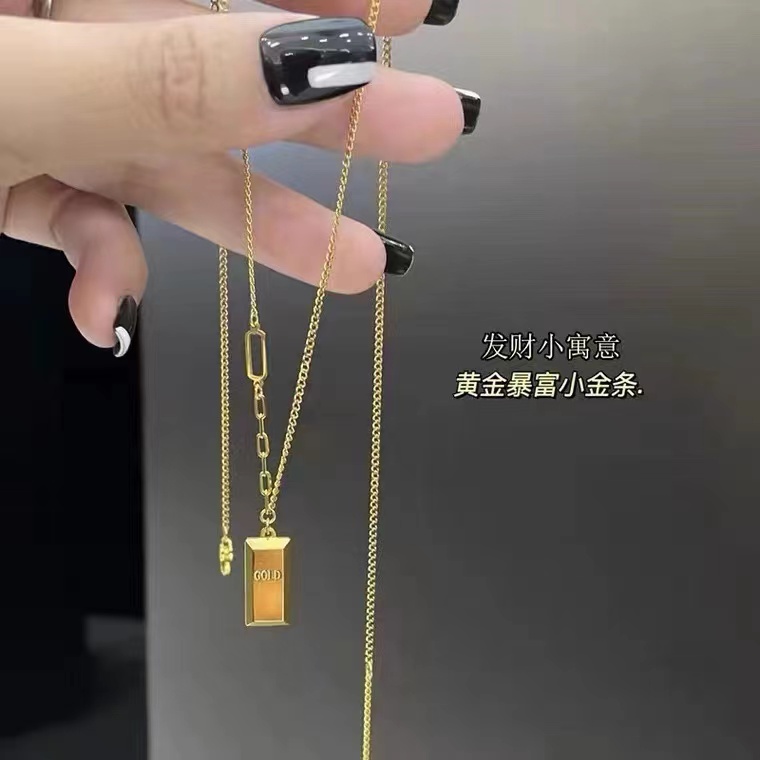 周家足金999足金暴富小金砖专柜项链