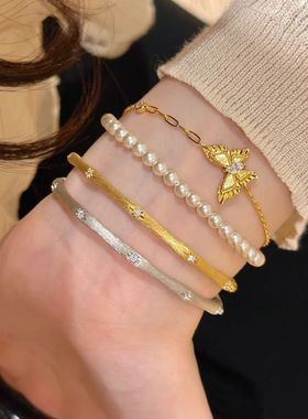 意大利缎带星芒拉丝手镯轻奢复古