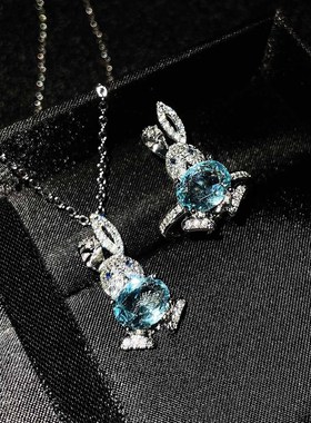 小萌兔套装自由天空蓝微镶满钻