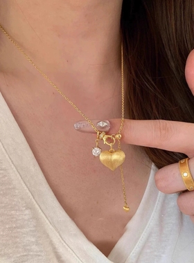 时尚高级拉丝工艺可拆爱心形项链