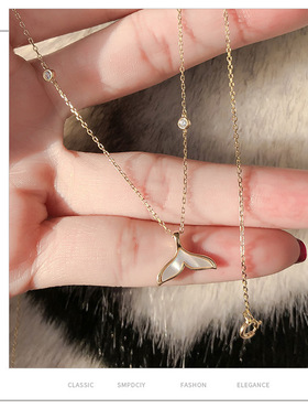鱼尾巴白贝母项链女生锁骨简约