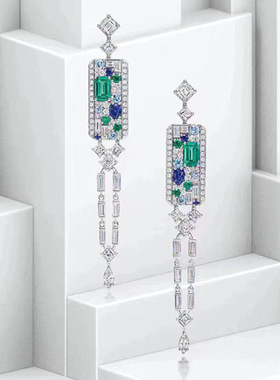 祖母绿贵妇耳环手链爱德华时期女