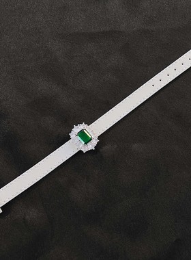 祖母绿腕带手链女手表皮绳可调节