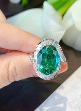 霓虹绿仿天然赞比亚祖母绿戒指女