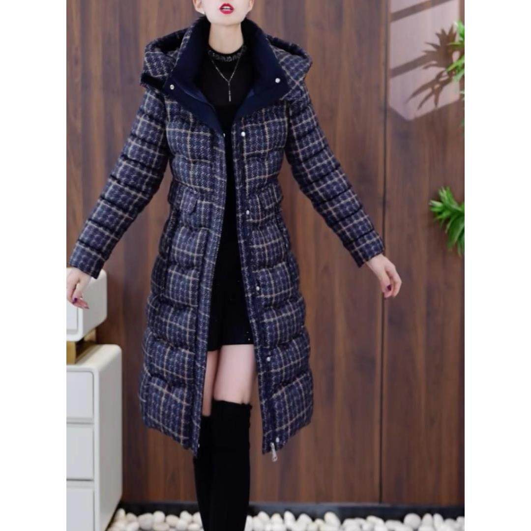 高级时尚格纹连帽棉服女2025冬季新款女士休闲显瘦加厚保暖棉外套,淘宝优惠券,粉丝福利购,淘宝优惠卷