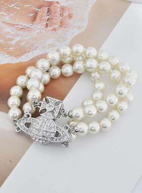 西太后三层珍珠磁吸扣土星手链
