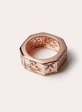 西太后同款纯银骨心螺旋盖土星戒