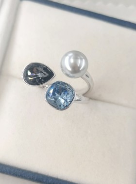 2024新款天然黄水晶戒指女时尚个性高级感宝石开口指环简约饰品潮