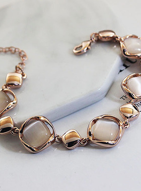 小众猫眼石欧美风几何菱形手环