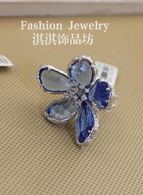 日韩风夸张水晶花朵礼物戒指包邮