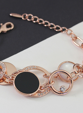 欧美风夸张黑白色贝壳猫眼石手环