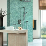 Стеклянная камня мозаика янтарная стена ванной комнаты на дне плитка водонепроницаем