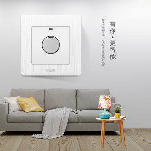 TEP墙壁开关插座面板 86型3D拉丝白 楼道触摸延时感应开关面板