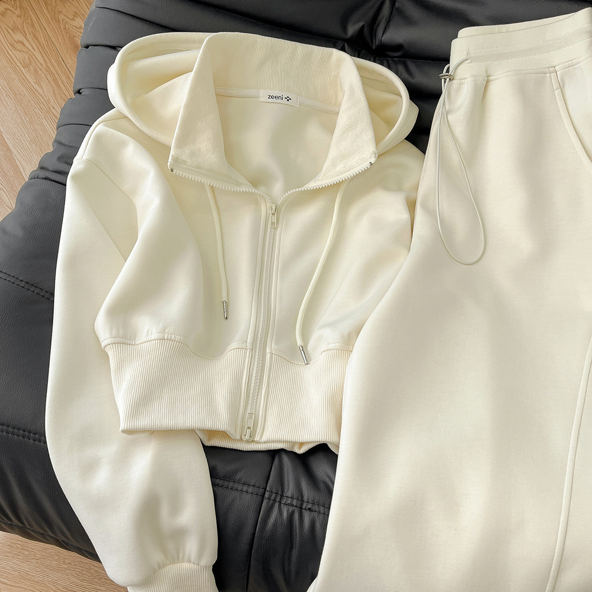 舒适哲学！连帽短款卫衣开衫外套女休闲运动裤高级感松弛慵懒套装,淘宝优惠券,粉丝福利购,淘宝优惠卷