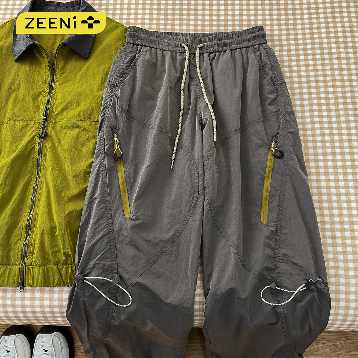 ZEENI 户外机能风撞色翻领防泼拒水夹克外套女速干裤休闲运动套装,淘宝优惠券,粉丝福利购,淘宝优惠卷